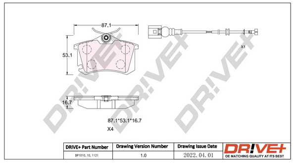 Brake Pad Set, disc brake - DP1010.10.1121 Dr!ve+