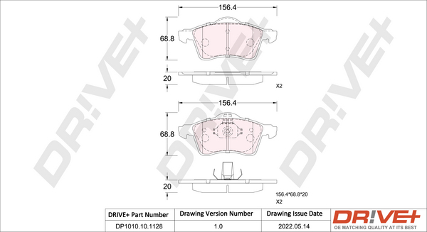 Brake Pad Set, disc brake - DP1010.10.1128 Dr!ve+