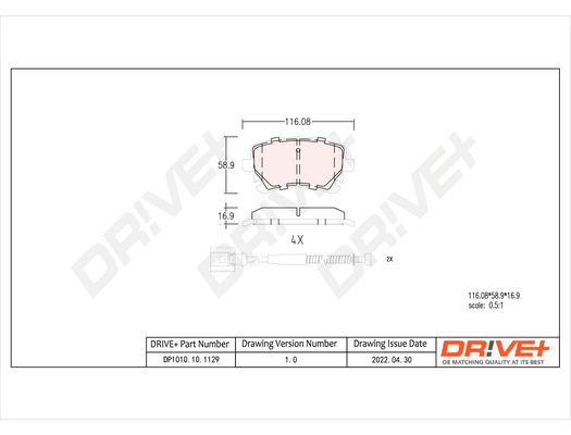 Brake Pad Set, disc brake - DP1010.10.1129 Dr!ve+