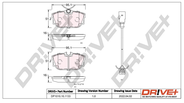 Brake Pad Set, disc brake - DP1010.10.1133 Dr!ve+