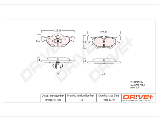 Brake Pad Set, disc brake - DP1010.10.1138 Dr!ve+