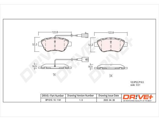 Brake Pad Set, disc brake - DP1010.10.1141 Dr!ve+