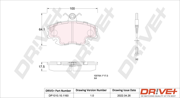 Brake Pad Set, disc brake - DP1010.10.1160 Dr!ve+