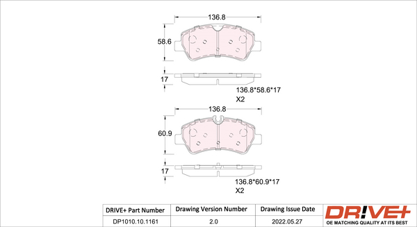 Brake Pad Set, disc brake - DP1010.10.1161 Dr!ve+