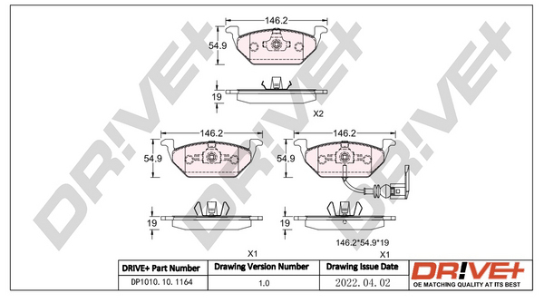 Brake Pad Set, disc brake - DP1010.10.1164 Dr!ve+