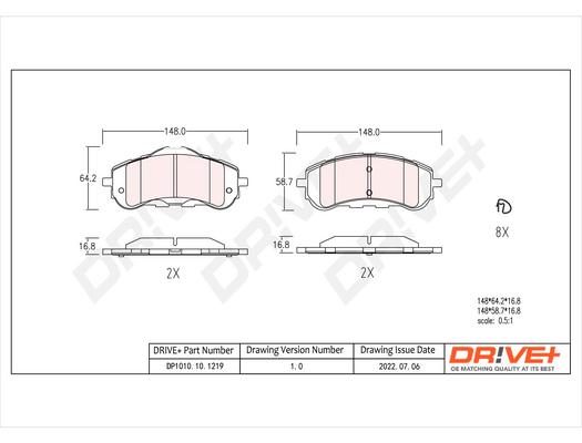 Brake Pad Set, disc brake - DP1010.10.1219 Dr!ve+