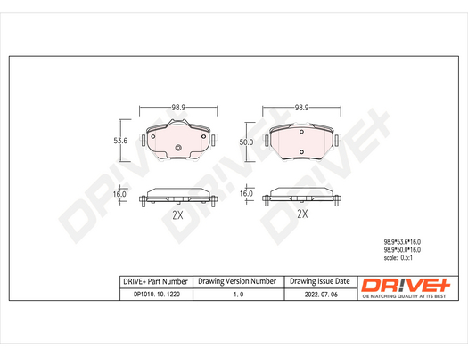 Brake Pad Set, disc brake - DP1010.10.1220 Dr!ve+