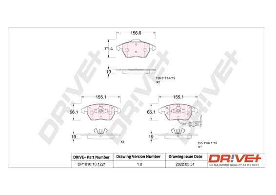 Kit pastiglie freno, Freno a disco - DP1010.10.1221 Dr!ve+