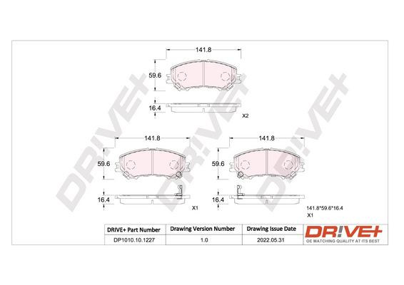 Bremsbelagsatz, Scheibenbremse - DP1010.10.1227 Dr!ve+