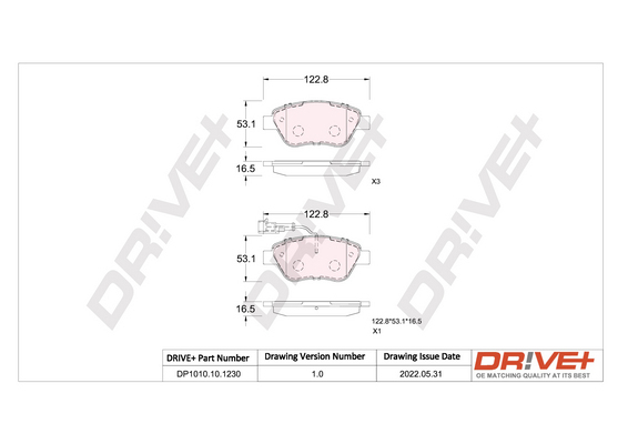 Brake Pad Set, disc brake - DP1010.10.1230 Dr!ve+
