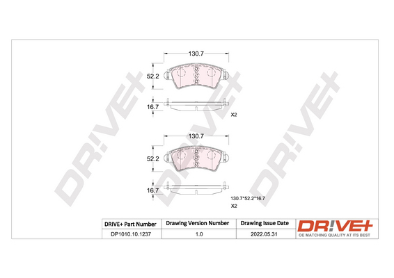 Kit pastiglie freno, Freno a disco - DP1010.10.1237 Dr!ve+