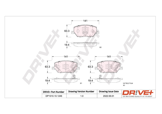 Kit pastiglie freno, Freno a disco - DP1010.10.1246 Dr!ve+