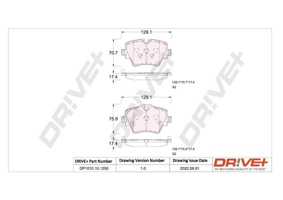Brake Pad Set, disc brake - DP1010.10.1250 Dr!ve+