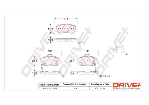 Kit pastiglie freno, Freno a disco - DP1010.10.1252 Dr!ve+