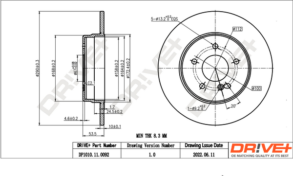 Bremsscheibe - DP1010.11.0092 Dr!ve+