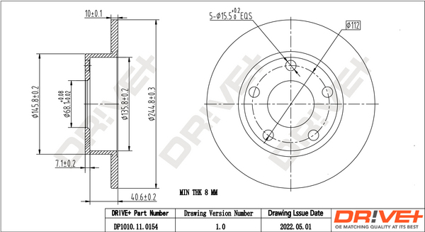Bremsscheibe - DP1010.11.0154 Dr!ve+