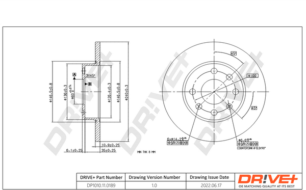 Brake Disc - DP1010.11.0189 Dr!ve+