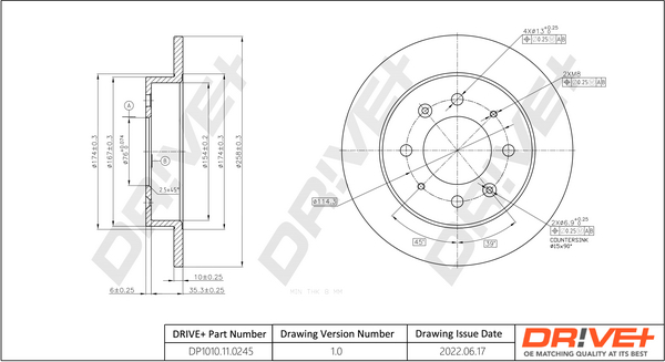 Brake Disc - DP1010.11.0245 Dr!ve+
