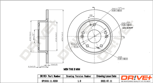 Brake Disc - DP1010.11.0259 Dr!ve+