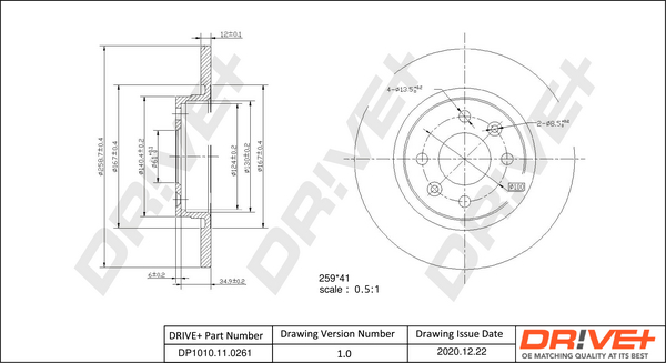 Тормозной диск - DP1010.11.0261 Dr!ve+