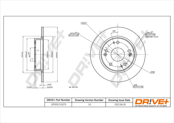 stabdžių diskas - DP1010.11.0273 Dr!ve+