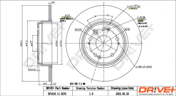 Brake Disc - DP1010.11.0276 Dr!ve+
