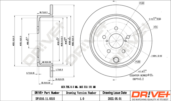 Bremsscheibe - DP1010.11.0315 Dr!ve+