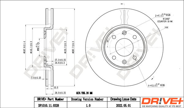 Brake Disc - DP1010.11.0328 Dr!ve+