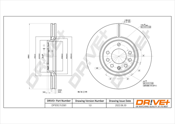 Brake Disc - DP1010.11.0361 Dr!ve+