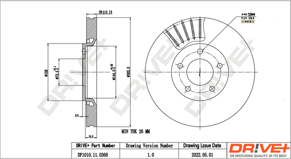 Bremsscheibe - DP1010.11.0368 Dr!ve+