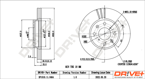 Brake Disc - DP1010.11.0464 Dr!ve+