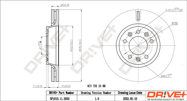 Brake Disc - DP1010.11.0552 Dr!ve+