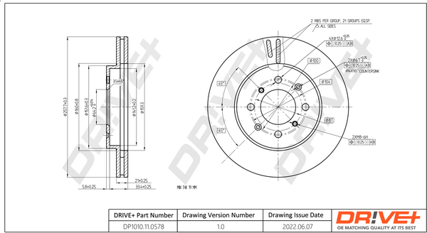 Brake Disc - DP1010.11.0578 Dr!ve+