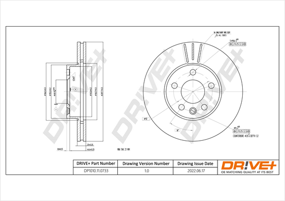 Тормозной диск - DP1010.11.0733 Dr!ve+