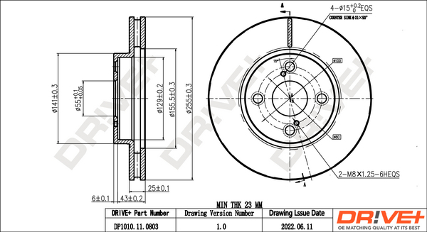 Brake Disc - DP1010.11.0803 Dr!ve+