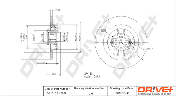 Bremsscheibe - DP1010.11.0872 Dr!ve+