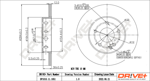 Brake Disc - DP1010.11.1051 Dr!ve+