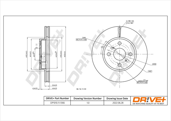 Тормозной диск - DP1010.11.1366 Dr!ve+