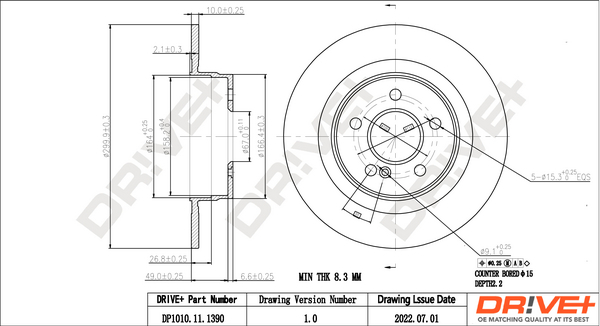 Bremsscheibe - DP1010.11.1390 Dr!ve+