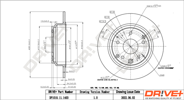 Brake Disc - DP1010.11.1403 Dr!ve+