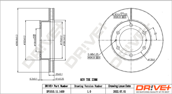 Brake Disc - DP1010.11.1459 Dr!ve+