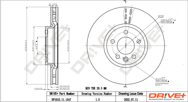 Brake Disc - DP1010.11.1547 Dr!ve+
