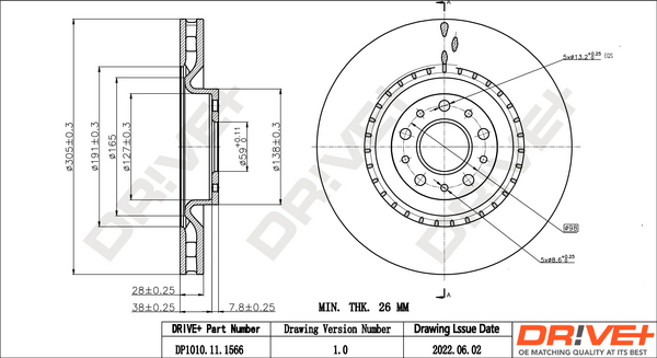 Brake Disc - DP1010.11.1566 Dr!ve+
