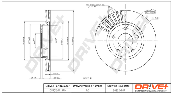 Brake Disc - DP1010.11.1570 Dr!ve+