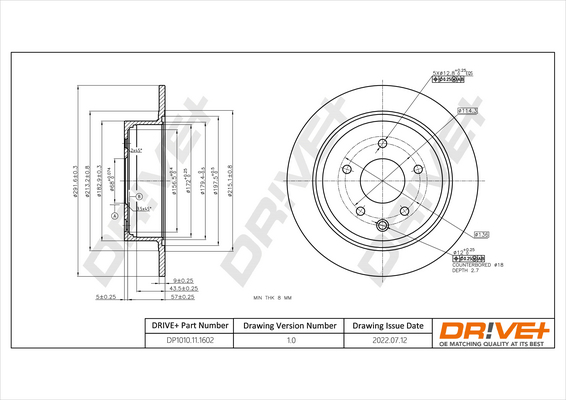 stabdžių diskas - DP1010.11.1602 Dr!ve+