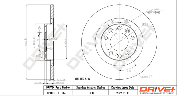 Brake Disc - DP1010.11.1614 Dr!ve+