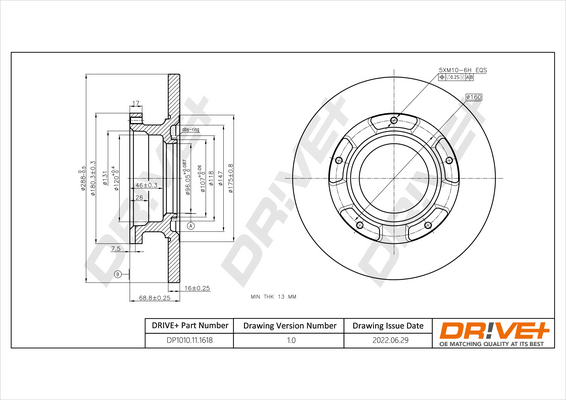Brake Disc - DP1010.11.1618 Dr!ve+