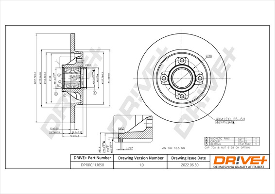 Bremsscheibe - DP1010.11.1650 Dr!ve+