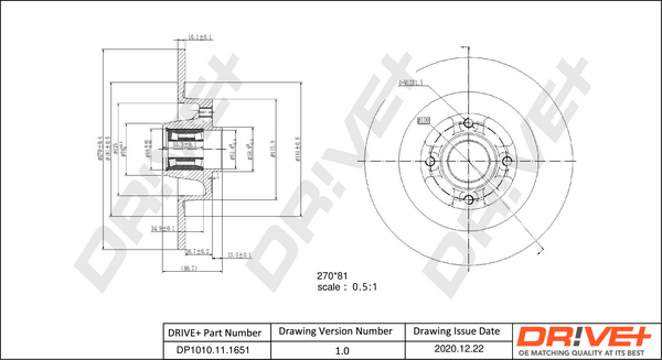 Bremsscheibe - DP1010.11.1651 Dr!ve+