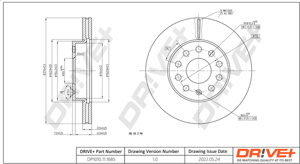 Brake Disc - DP1010.11.1685 Dr!ve+